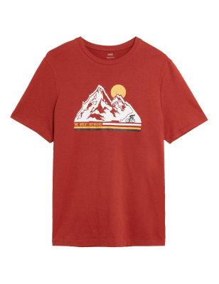 

Mens M&S Collection Pure Cotton Great Outdoors Graphic T-Shirt - Medium Red, Medium Red