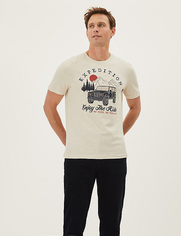 T-shirt 100&nbsp;% coton à motif de style graphique avec texte «&nbsp;Expedition&nbsp;» - FR