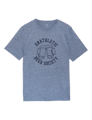 

Mens M&S Collection Bedrucktes T-Shirt aus reiner Baumwolle - Dark Petrol, Dark Petrol