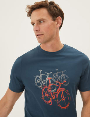 

M&S Collection Camiseta 100% algodón con gráfico de bicicletasMens - Dark Blue, Dark Blue
