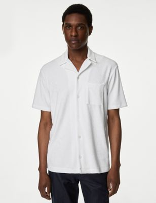 

Mens M&S Collection Cotton Rich Terry Towelling Polo Shirt - White, White