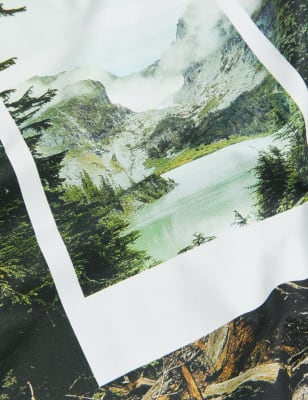 

Mens M&S Collection T-Shirt aus reiner Baumwolle mit Polaroid™-Motiv - Dark Green, Dark Green