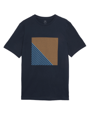 

Mens M&S Collection Pure Cotton Abstract Print T-Shirt - Dark Navy, Dark Navy