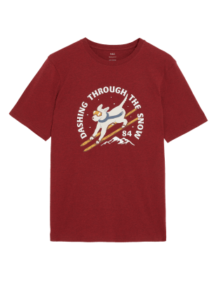 

Mens M&S Collection Pure Cotton Christmas Dog Graphic T-Shirt - Dark Red, Dark Red