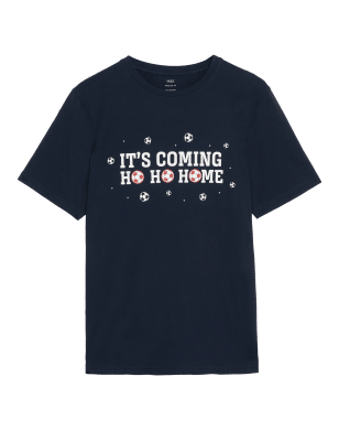

M&S Collection Camiseta 100% algodón con diseño de fútbol con texto para hombreMens - Dark Navy, Dark Navy
