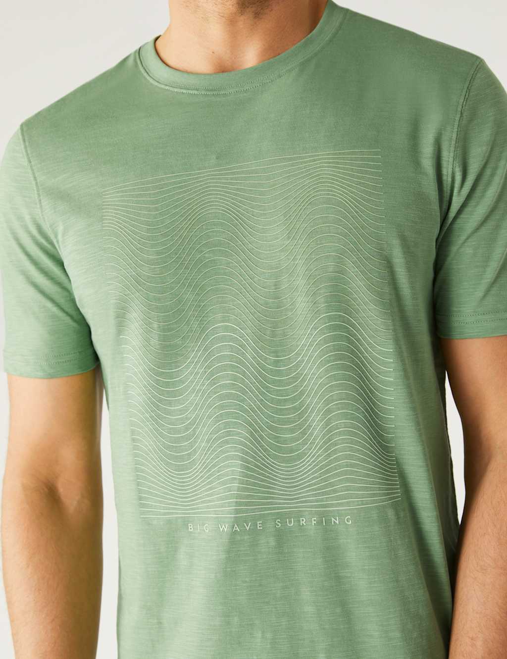 Pure Cotton Wave Graphic Crew Neck T-Shirt image 2