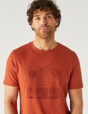 

Mens M&S Collection Pure Cotton High Tide Graphic T-Shirt - Copper, Copper