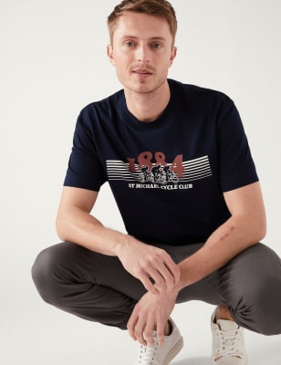 

Mens M&S Collection T-Shirt aus reiner Baumwolle mit Fahrradmotiv - Dark Navy, Dark Navy