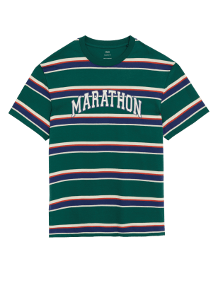 

Mens M&S Collection Pure Cotton Striped T-Shirt - Dark Green, Dark Green