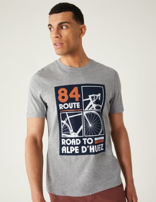 

M&S Collection Camiseta 100% algodón con gráfico de ciclismoMens - Grey, Grey