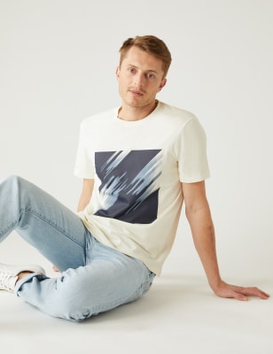 

Mens M&S Collection Pure Cotton Abstract Graphic T-Shirt - Ivory, Ivory