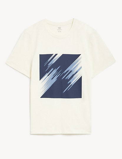 Pure Cotton Abstract Graphic T-Shirt