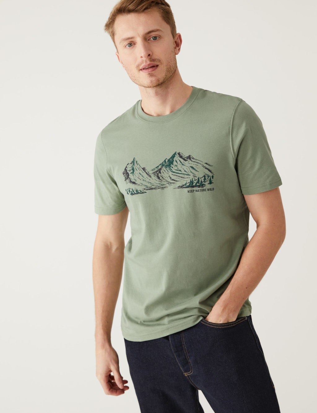 Pure Cotton Mountain Graphic T-Shirt image 1