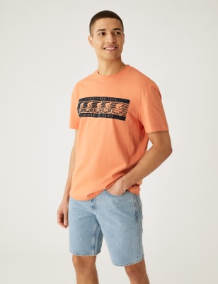 

Mens M&S Collection Relaxed Fit Pure Cotton Bike Graphic T-Shirt - Orange, Orange