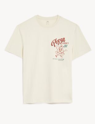 Pure Cotton Pizza Addict Graphic T-Shirt