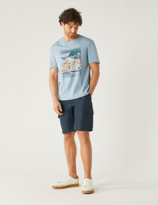 

Mens M&S Collection Pure Cotton Cote d'Azur Graphic T-Shirt - Duck Egg, Duck Egg