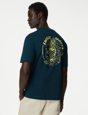 

Mens M&S Collection Pure Cotton Pineapple Graphic T-Shirt - Dark Kingfisher, Dark Kingfisher