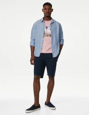 

Mens M&S Collection Pure Cotton Palm Tree Graphic T-Shirt - Pink, Pink