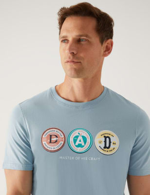 

Mens M&S Collection Pure Cotton Dad Graphic T-Shirt - Light Duck Egg, Light Duck Egg