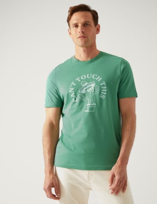 

M&S Collection Camiseta 100% algodón con estampado de cactusMens - Fresh Green, Fresh Green