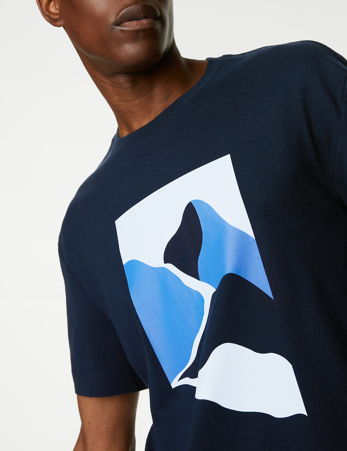 Pure Cotton Abstract Mountain Graphic T-Shirt