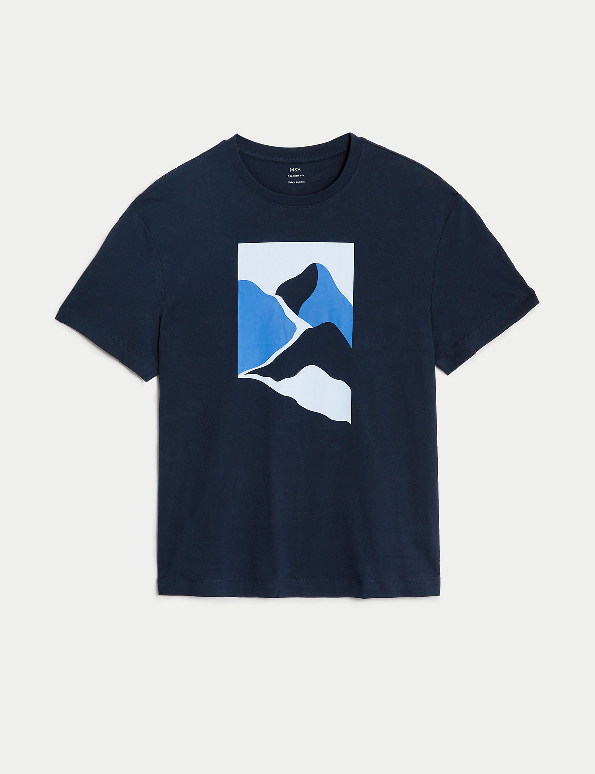 Pure Cotton Abstract Mountain Graphic T-Shirt