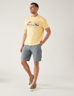 

Mens M&S Collection T-Shirt aus reiner Baumwolle mit Yellowstone-Motiv, Yellow