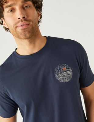 T-shirt 100&nbsp;% coton à motif montagne de style graphique - CA
