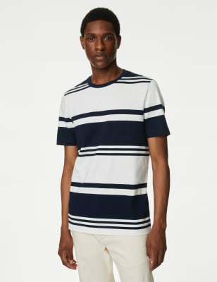 

M&S Collection Camiseta 100% algodón de rayasMens - Ecru, Ecru