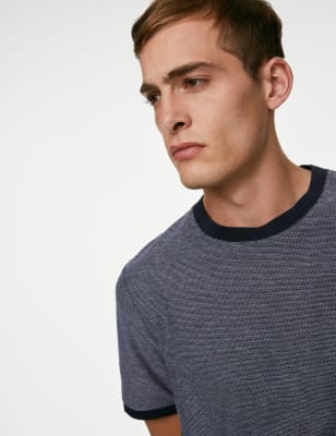 

Mens M&S Collection T-Shirt aus reiner Baumwolle mit Kontrastelementen - Dark Navy, Dark Navy