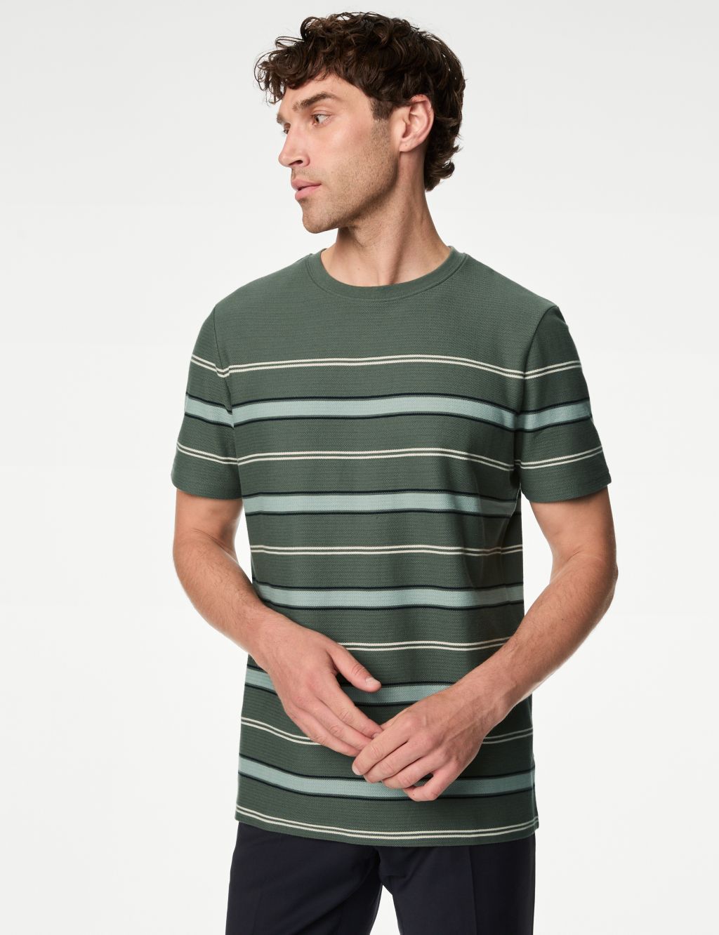 Pure Cotton Herringbone Striped T-shirt