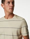 T-Shirt aus reiner Baumwolle mit Doppelstreifen