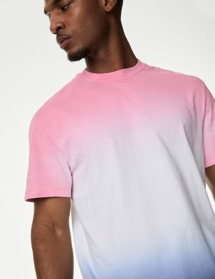 

Mens M&S Collection Pure Cotton Ombre T-Shirt - Pink Mix, Pink Mix