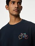 T-shirt van puur katoen met grafisch fietsmotief