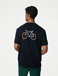 纯棉自行车图案 T 恤