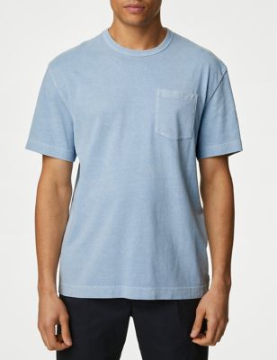 

Mens M&S Collection Pure Cotton Crew Neck T-Shirt - Light Chambray, Light Chambray