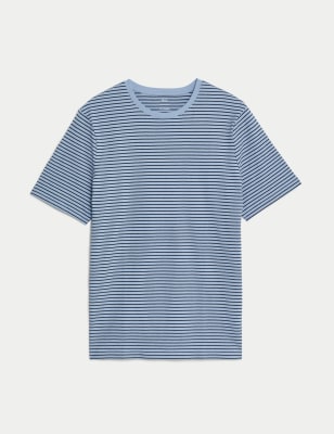 Pure Cotton Striped Crew Neck T-Shirt