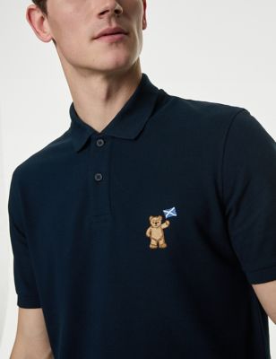 Mens Pure Cotton Spencer Bear Scotland Polo Shirt - MREG - Dark Navy, Dark Navy