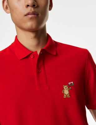 

Mens Pure Cotton Spencer Bear™ Wales Polo Shirt - Chilli, Chilli
