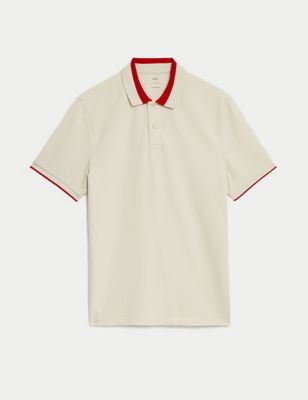 

Mens M&S Collection Cotton Rich Textured Polo Shirt - Ecru, Ecru