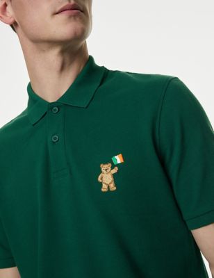 Mens Pure Cotton Spencer Bear Ireland Polo Shirt - SREG - Hunter Green, Hunter Green