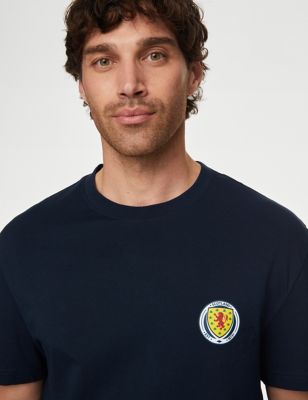 M&S Men's Pure Cotton Scotland T-Shirt - SREG - Dark Navy, Dark Navy