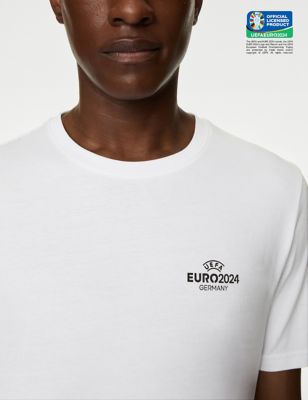 M&S Mens UEFA EURO2024 Pure Cotton Scotland T-Shirt - SREG - White, White