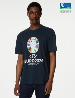 

Mens M&S Collection UEFA EURO2024™ Pure Cotton T-Shirt - Dark Navy, Dark Navy