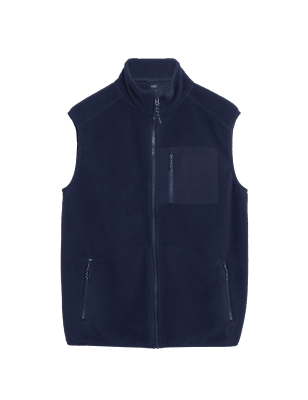 

Mens M&S Collection Zip Up Fleece Gilet - Dark Navy, Dark Navy