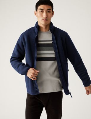 Marks And Spencer Mens M&S Collection Zip Up Fleece Jacket - Navy Mix, Navy Mix
