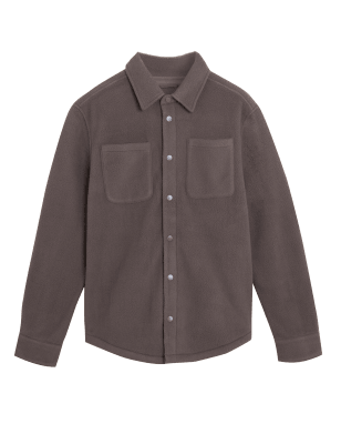 

Mens M&S Collection Polar Fleece Overshirt - Medium Brown, Medium Brown