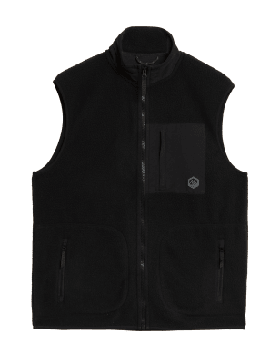 

Mens M&S Collection Zip Up Polar Fleece Gilet - Black, Black