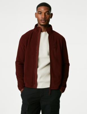 

Mens M&S Collection Jacke aus recyceltem Fleece mit Stehkragen und Reißverschluss - Burgundy, Burgundy