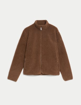 Recycled Fleece Funnel Neck Zip Up Jacket